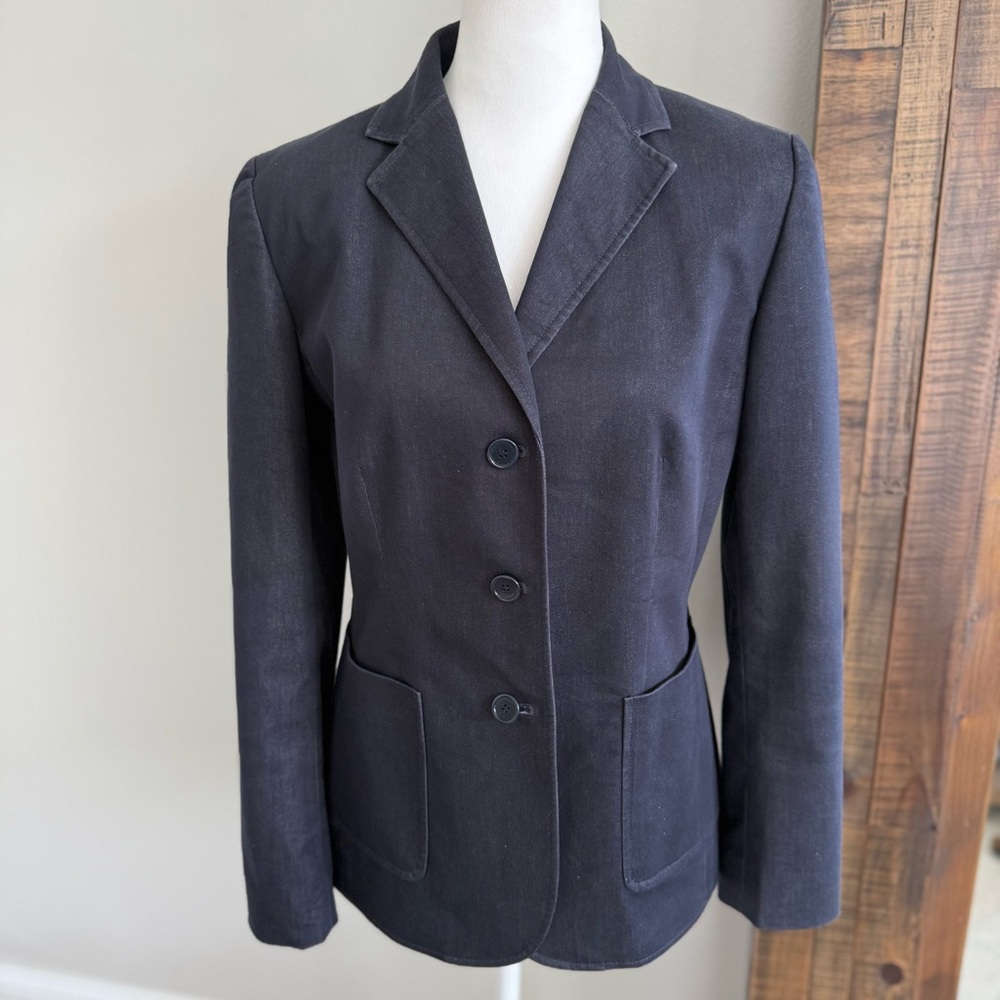 Ann Taylor Women's Stretch Navy Denim Blazer Jacket Size 8‎